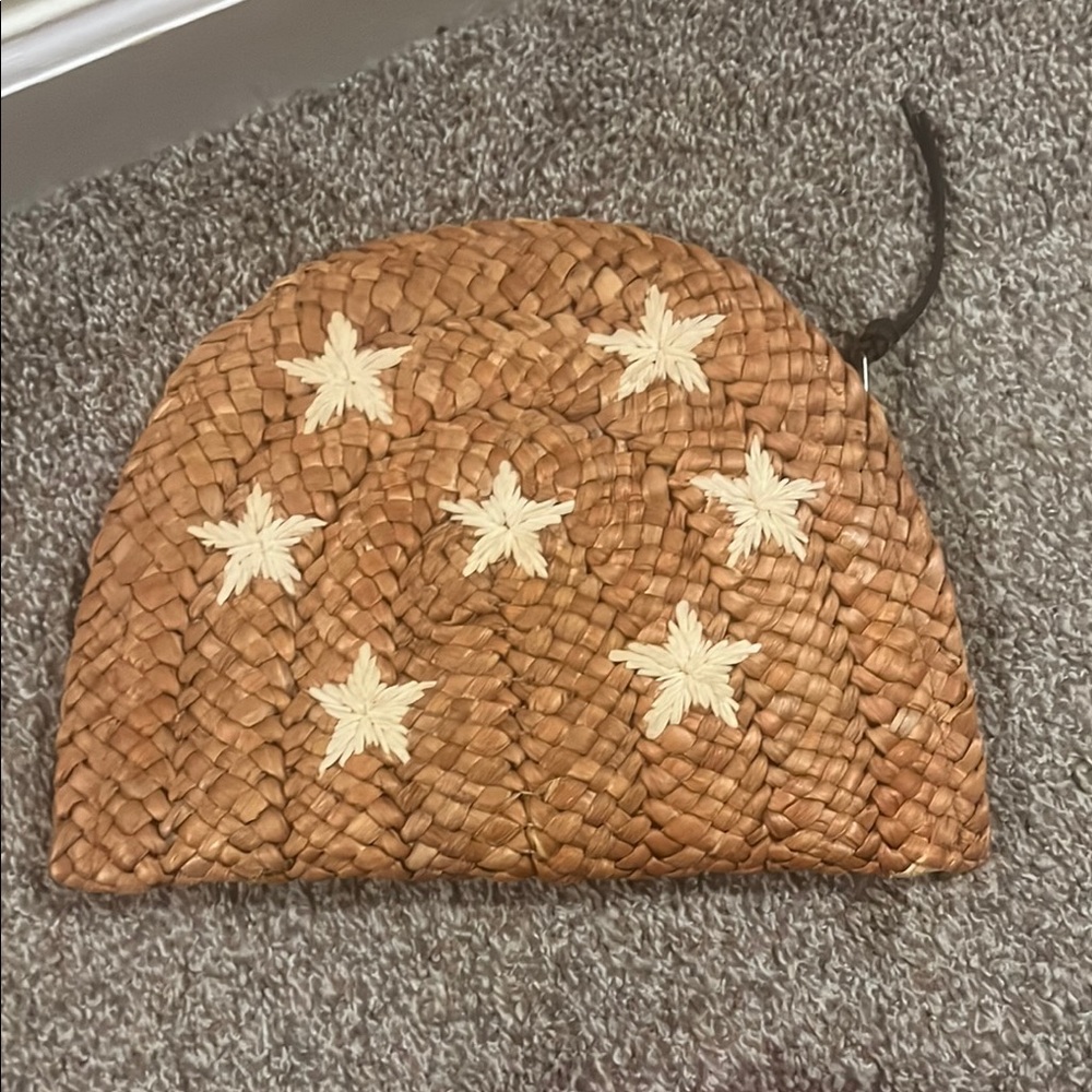 Bay sky Woven Tan Clutch with Star Accents